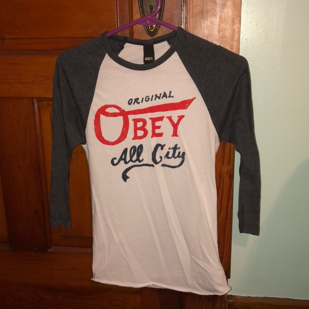 Obey baseball style shirt.